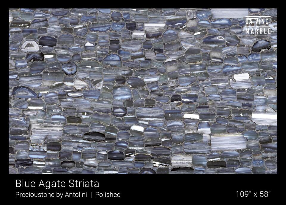 Blue Agate Striata Precious 2cm Slab