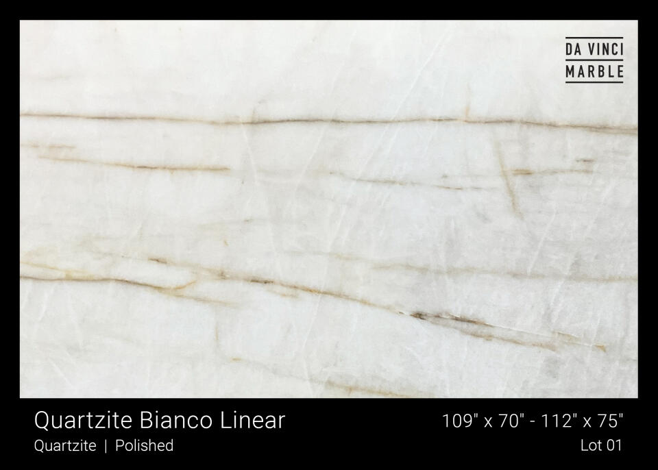Quartzite Bianco Linear Polished 2cm Slab