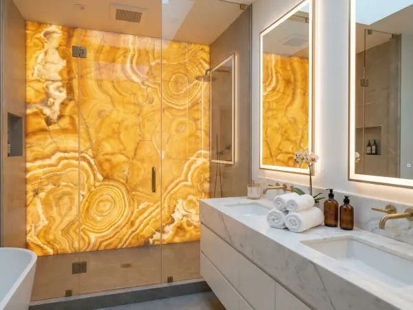 Arancio Onyx Bathroom Wall