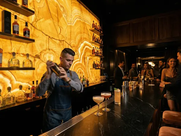 Arancio Onyx Commercial Bar