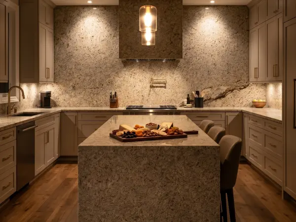 Giallo Ornamental Transitional Kitchen