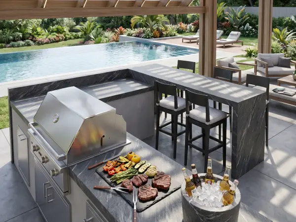 Grey Soapstone Outdoor Bar / BBQ