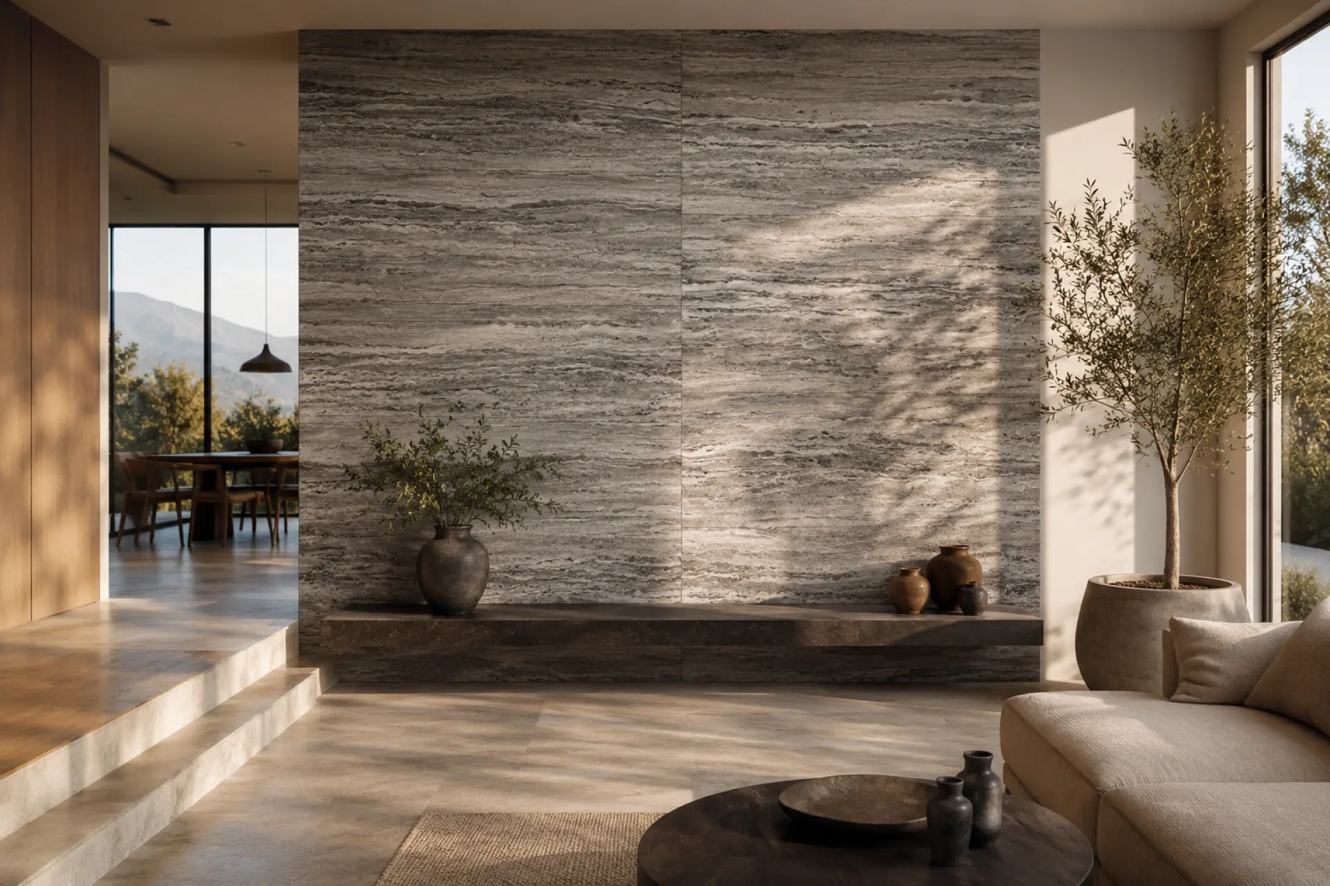 Silver Travertine slab