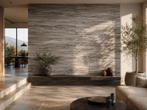 Silver Travertine Wall