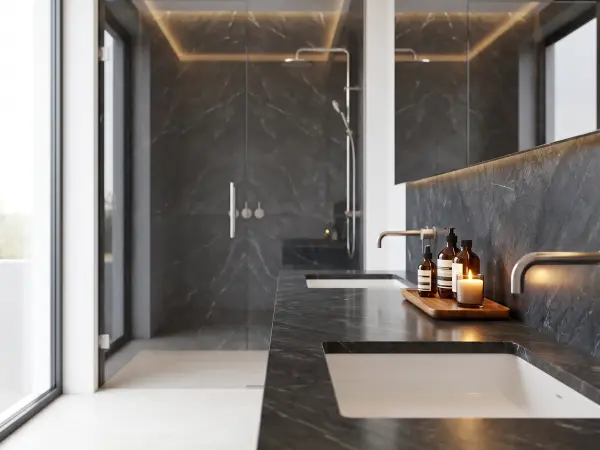Quartzite Nera Modern Bathroom